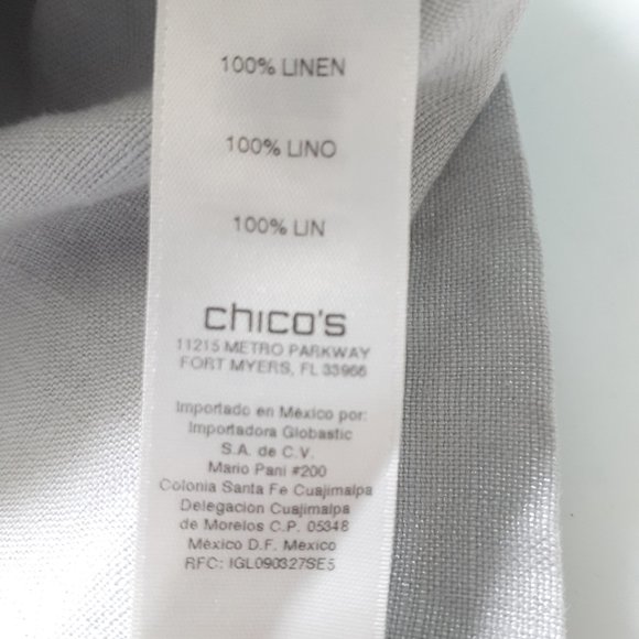 Chico's Foiled Linen Shine Jacket Collarless Full ZipSilver Size 1/Size M - Picture 10 of 12